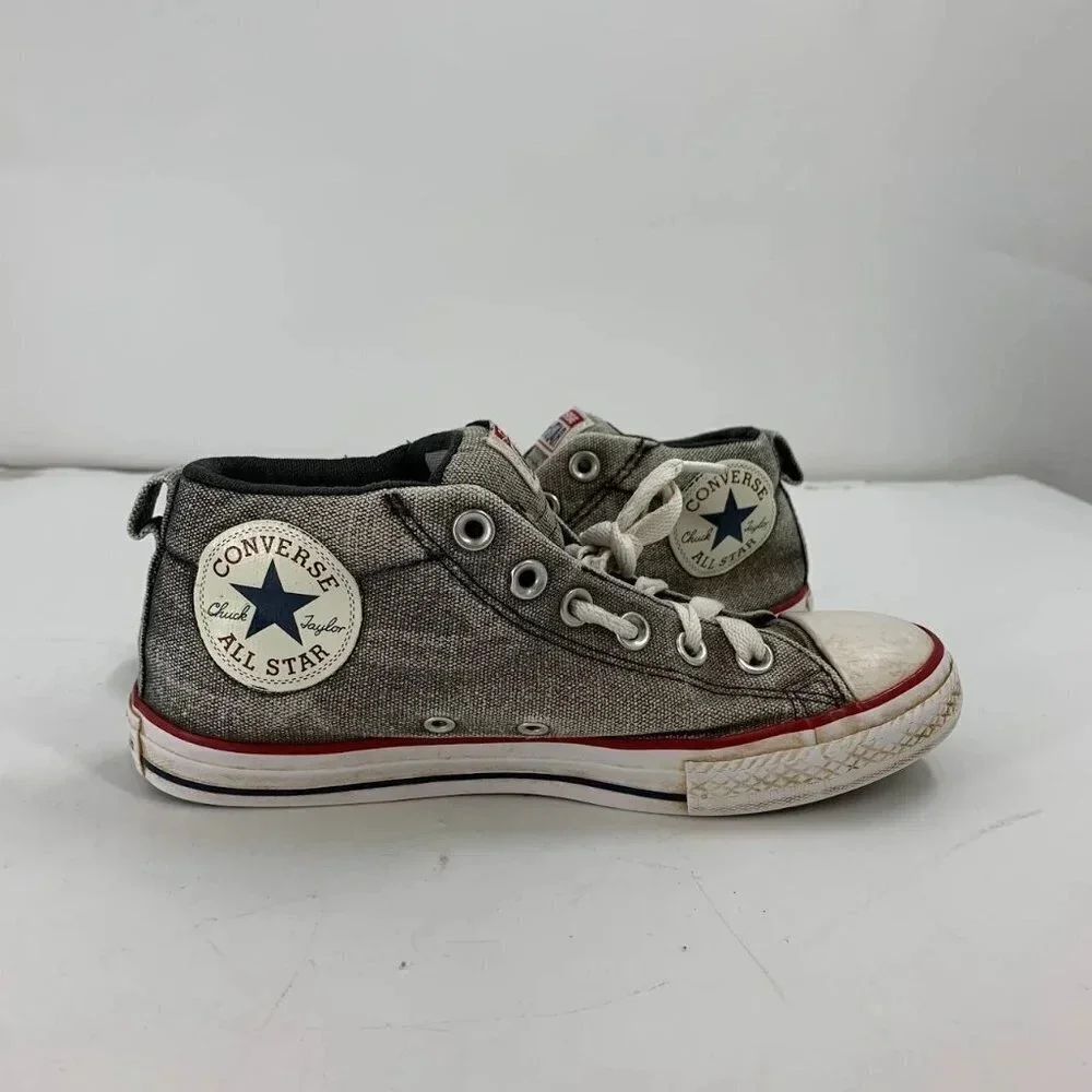 Converse Kids Chuck Taylor All Star Gray 651818F Mid Top Lace Up Sneakers Size 5